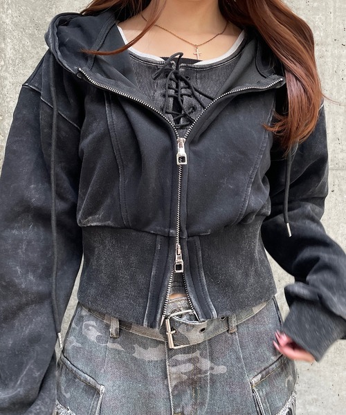 アンサンブル レースアップショートTシャツ＆パーカーセット