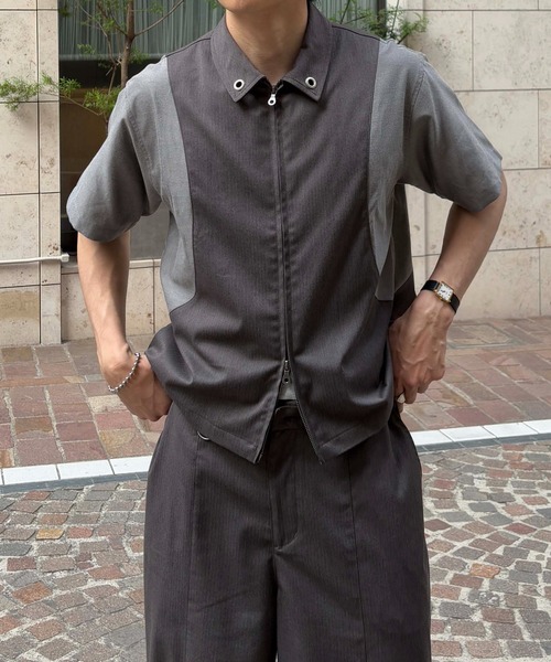 epnok シャツ 「EPNK」Eyelet zip up half shirt / アイレット