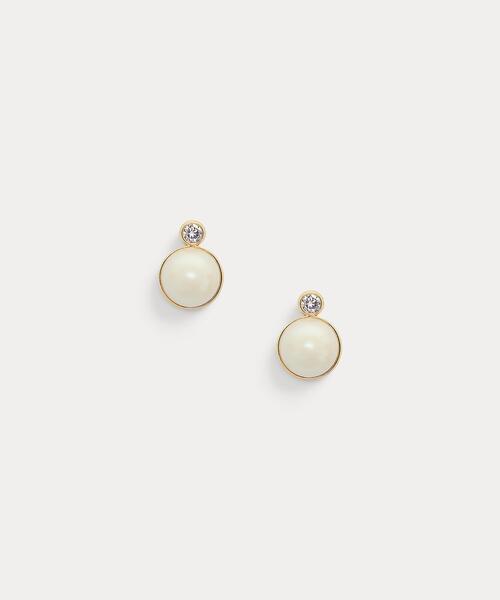 【Lauren Ralph Lauren】アクリルパール スタッド ピアス 送料込 LAUREN RALPH ピアス フェイクパール ＆ キュービック