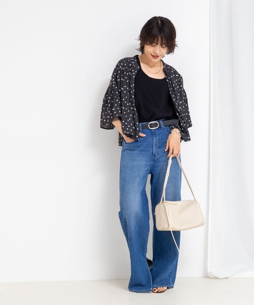 NOLLEY'S ブラウス シャツ ドットギャザーショート丈ブラウス