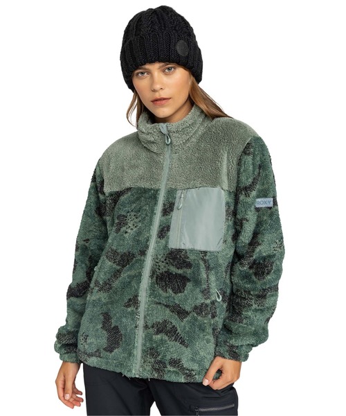 トレーナー スウェット ALABAMA FULL ZIP PRI /ロキシー総柄モコモコフルジップスノーレイヤー レディース