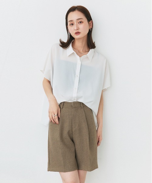 ad thie（アドティエ） ブラウス シャツ 半袖 ジョーゼット ドルマン