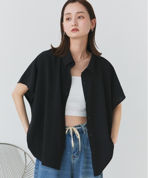 ad thie（アドティエ） ブラウス シャツ 半袖 ジョーゼット ドルマン