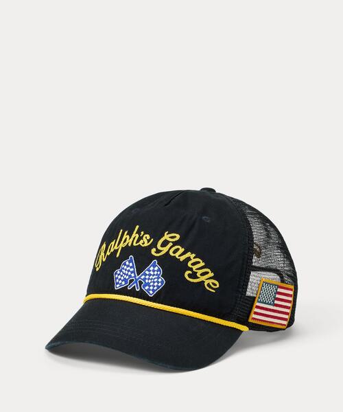黒の刺繍ロゴトラッカーキャップ CAPTAINS HELM - 【ラスト1点】38 LOGO CAP (BLACK) / ロゴ刺繍