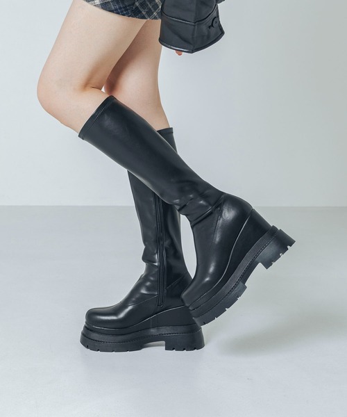 EVOL（イーボル） ブーツ 「XSサイズ・厚底」11cmストレッチロング