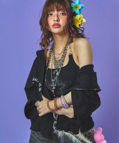 パーカー 「GALFY/ガルフィー」どんまいパーカー レディース メンズ GALFY (ガルフィー) どんまいパーカー - Black / ロック