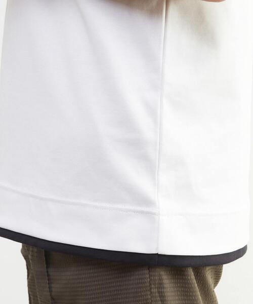 MEN'S MELROSE tシャツ シルケットポンチ 同色ブロックパターンTシャツ