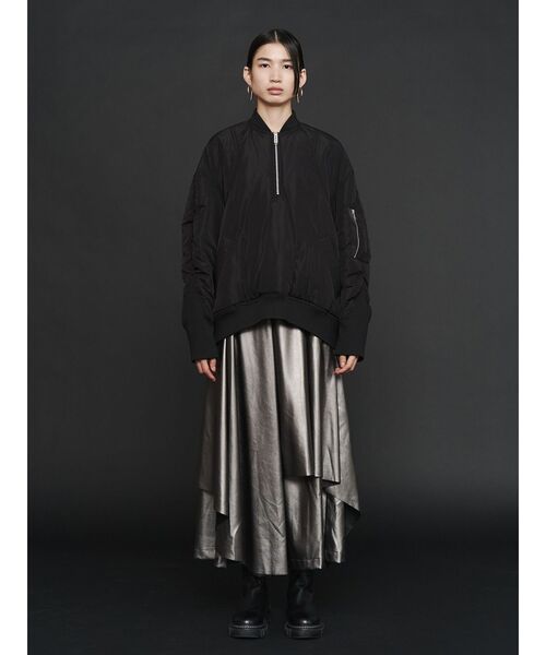 UN3D.（アンスリード） パンツ FAKE LEATHER ASYMME LAYERED PT