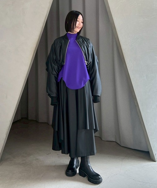 UN3D.（アンスリード） パンツ FAKE LEATHER ASYMME LAYERED PT