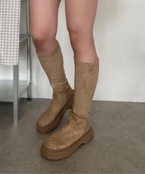 Mejoul ブーツ 「2025秋冬新作」ラウンドトゥフェイクスウェード