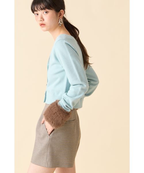 リリーブラウン2025 L.B CANDY STOCK袖ファーニットカーディガン L.B CANDY STOCK]袖ファーニットカーディガン(カーディガン)｜トップス