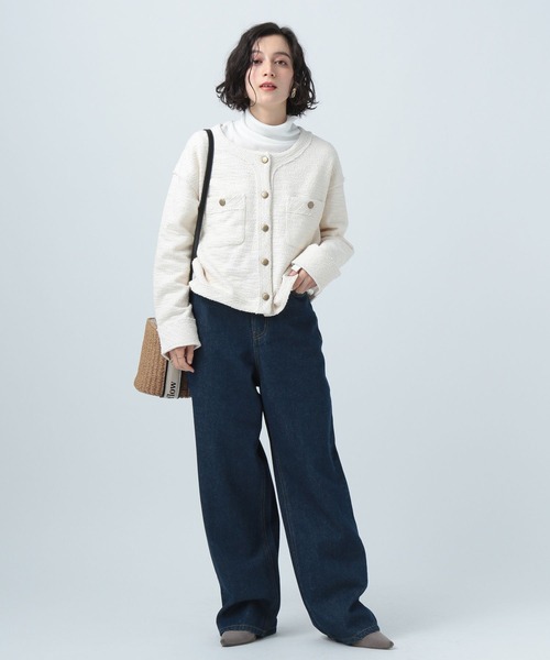 「BAYFLOW」 ノーカラージャケット SMALL オフホワイト レディース