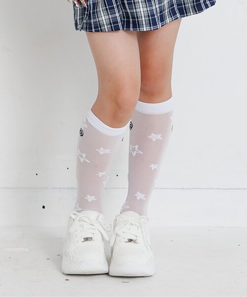 algy（アルジー） 靴下 星総柄シアーハイソックス キッズ 子供 女の子
