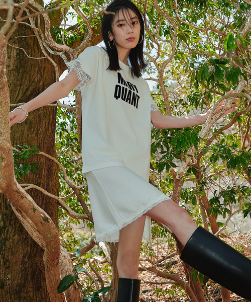 「PUBLUX」 半袖Tシャツ「MARY QUANTコラボ」 フリ- オフホワイト レディース_画像3