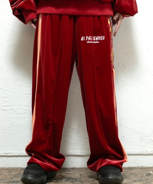 チュウカタヘタイ パンツ タイガートラックパンツ/赤 レディース