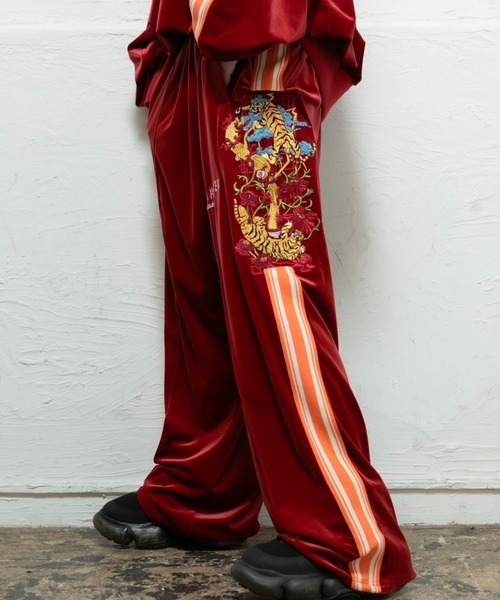 チュウカタヘタイ パンツ タイガートラックパンツ/赤 レディース