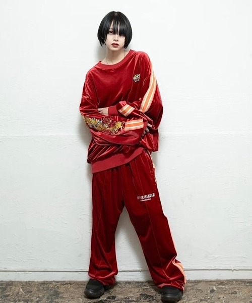 チュウカタヘタイ パンツ タイガートラックパンツ/赤 レディース