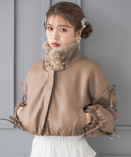 クチュールバイロジータ ブルゾン アウター 2WAYカラーフェイクレザー