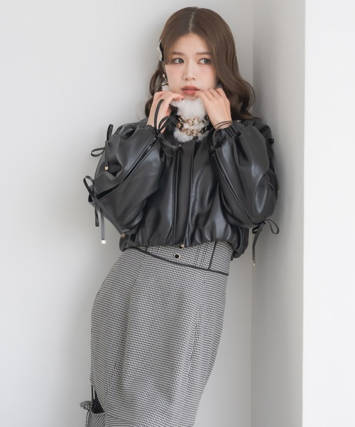 クチュールバイロジータ ブルゾン アウター 2WAYカラーフェイクレザー