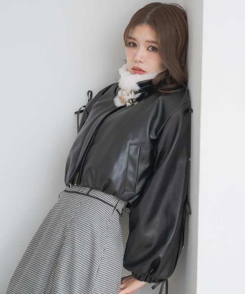 クチュールバイロジータ ブルゾン アウター 2WAYカラーフェイクレザー