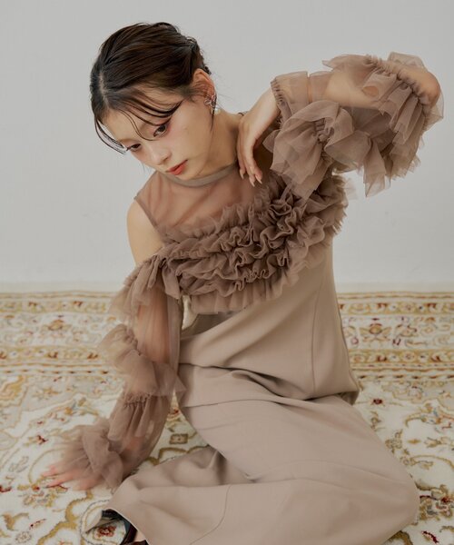 Chico（チコ） ドレス 「SALON by Chico」フリルデザインタイトロング