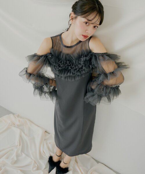 Chico（チコ） ドレス 「SALON by Chico」フリルデザインタイトロング