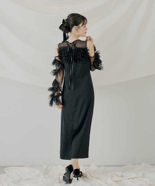 Chico（チコ） ドレス 「SALON by Chico」フリルデザインタイトロング