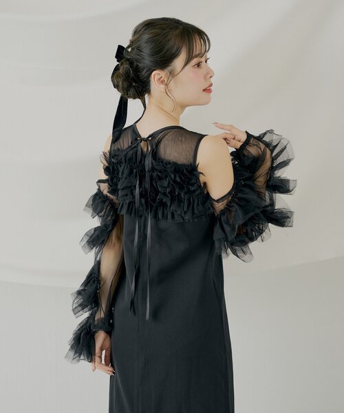 Chico（チコ） ドレス 「SALON by Chico」フリルデザインタイトロング