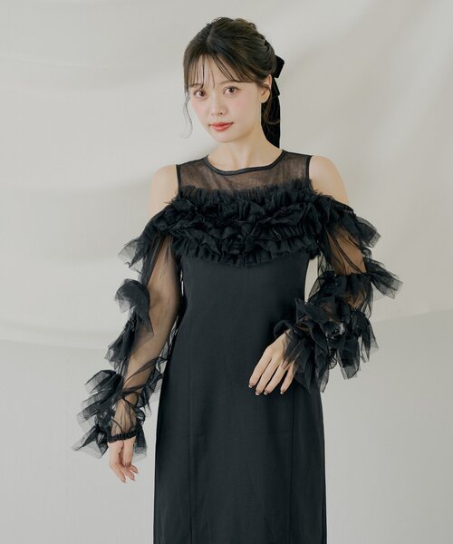 Chico(チコ) ドレス 「SALON by Chico」フリルデザインタイトロング Chico(チコ) ドレス 「SALON by Chico」フリルデザインタイトロング
