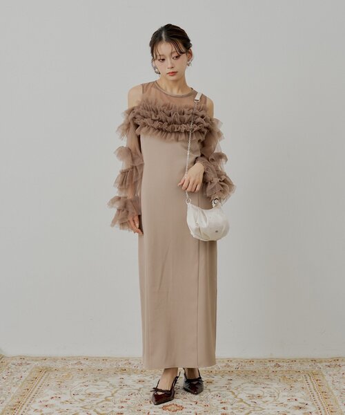 Chico（チコ） ドレス 「SALON by Chico」フリルデザインタイトロング