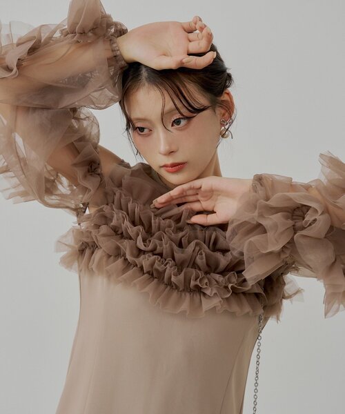 Chico（チコ） ドレス 「SALON by Chico」フリルデザインタイトロング