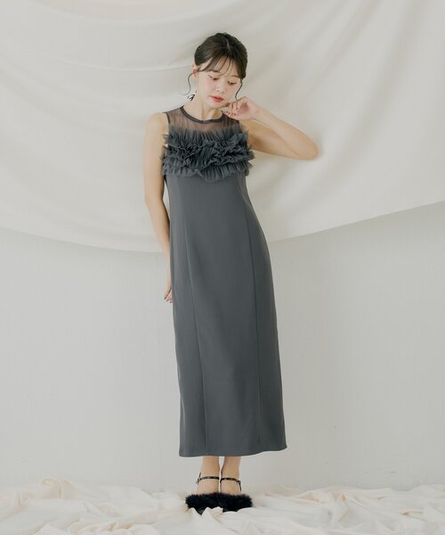 Chico（チコ） ドレス 「SALON by Chico」フリルデザインタイトロング
