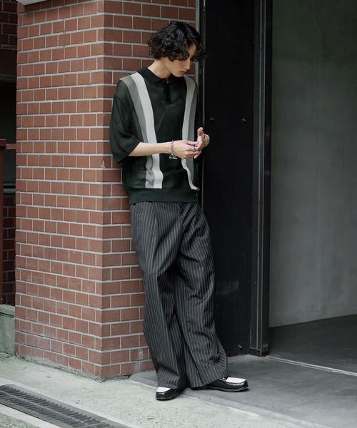 「Bleme」 半袖ニット L グリーン メンズ_画像9