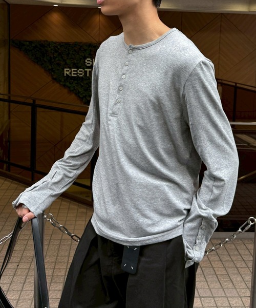 Chikashitsu+（チカシツプラス） ヘンリーネック tシャツ メンズ