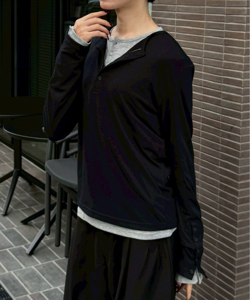 Chikashitsu+（チカシツプラス） ヘンリーネック tシャツ メンズ