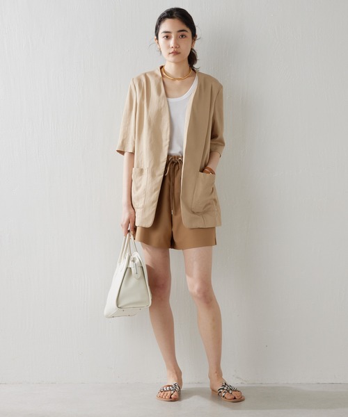 Whim Gazette ノーカラージャケット ベージュ Whim Gazette（ウィム ガゼット） ノーカラージャケット FREE ベージュ