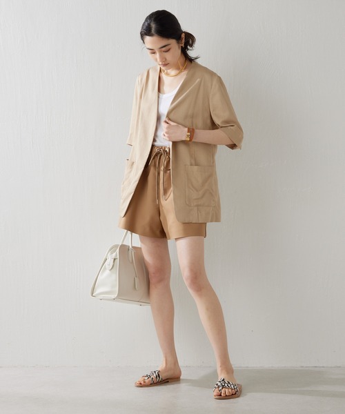 Whim Gazette ノーカラージャケット ベージュ Whim Gazette（ウィム ガゼット） ノーカラージャケット FREE ベージュ