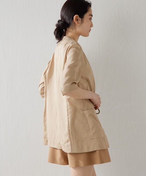 Whim Gazette ノーカラージャケット ベージュ Whim Gazette（ウィム ガゼット） ノーカラージャケット FREE ベージュ