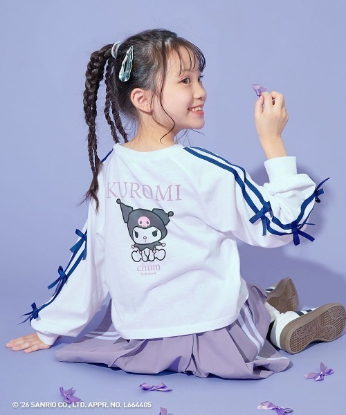 devirock（デビロック） tシャツ 「chum」クロミコラボ 袖リボン長袖T