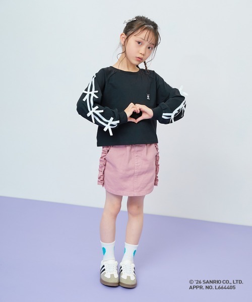 devirock（デビロック） tシャツ 「chum」クロミコラボ 袖リボン長袖T