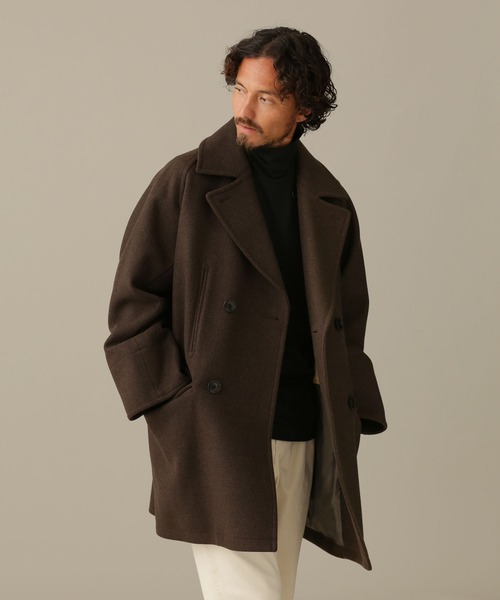 ナノユニバース ピーコート 蓄熱 アルミニウム 高機能防寒 ライナー付 未使用品 ナノ・ユニバース ピーコート 黒