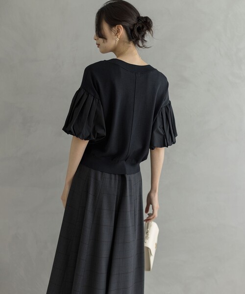 「組曲」 半袖ニット S2 ブラック レディース_画像9