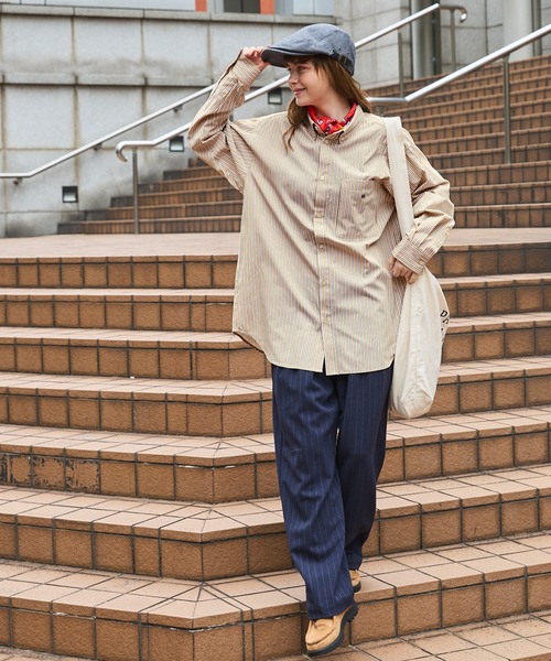 「MONO-MART LADY'S」 長袖シャツ L ネイビー レディース_画像2