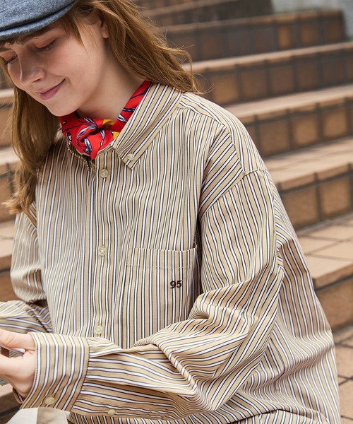 「MONO-MART LADY'S」 長袖シャツ L ネイビー レディース_画像6