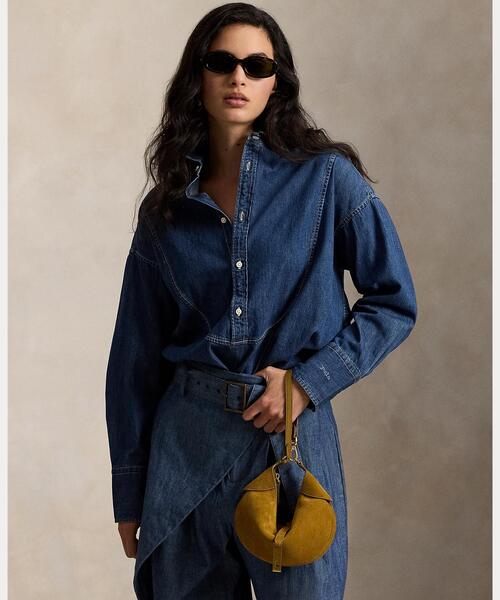 レディース⭐︎ラルフローレン スエード ショルダーバッグ POLO RALPH LAUREN（ウィメンズ） Polo ID スエード ミニ ショルダー