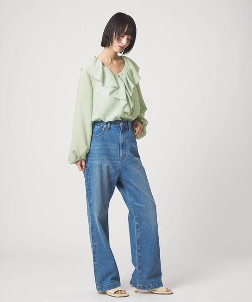 【中古品】EMMEL REFINESEウェーブクロス ダブルフリル ブラウス EMMEL REFINES（エメル リファインズ） シャツ ブラウス 「EMMEL