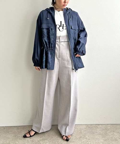 インヴェル　 リカバリーウェア レディースブルゾン 限定品　マリンブルー LHELBIE（レルビエ） ブルゾン アウター レースワークブルゾン