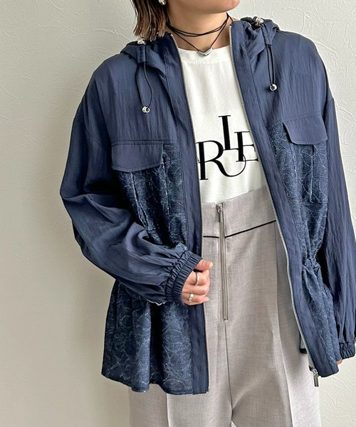 インヴェル　 リカバリーウェア レディースブルゾン 限定品　マリンブルー LHELBIE（レルビエ） ブルゾン アウター レースワークブルゾン