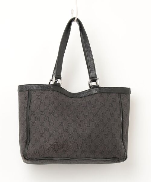 GUCCI GGキャンバス トートバッグ ブラック A4◎ GUCCI（グッチ） GGキャンバス トートバッグ - ブラック レディース