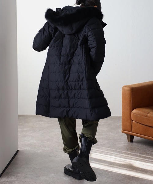 「&HALF」 「noa-ge」ダウンコート LL ダークグリーン レディース_画像5